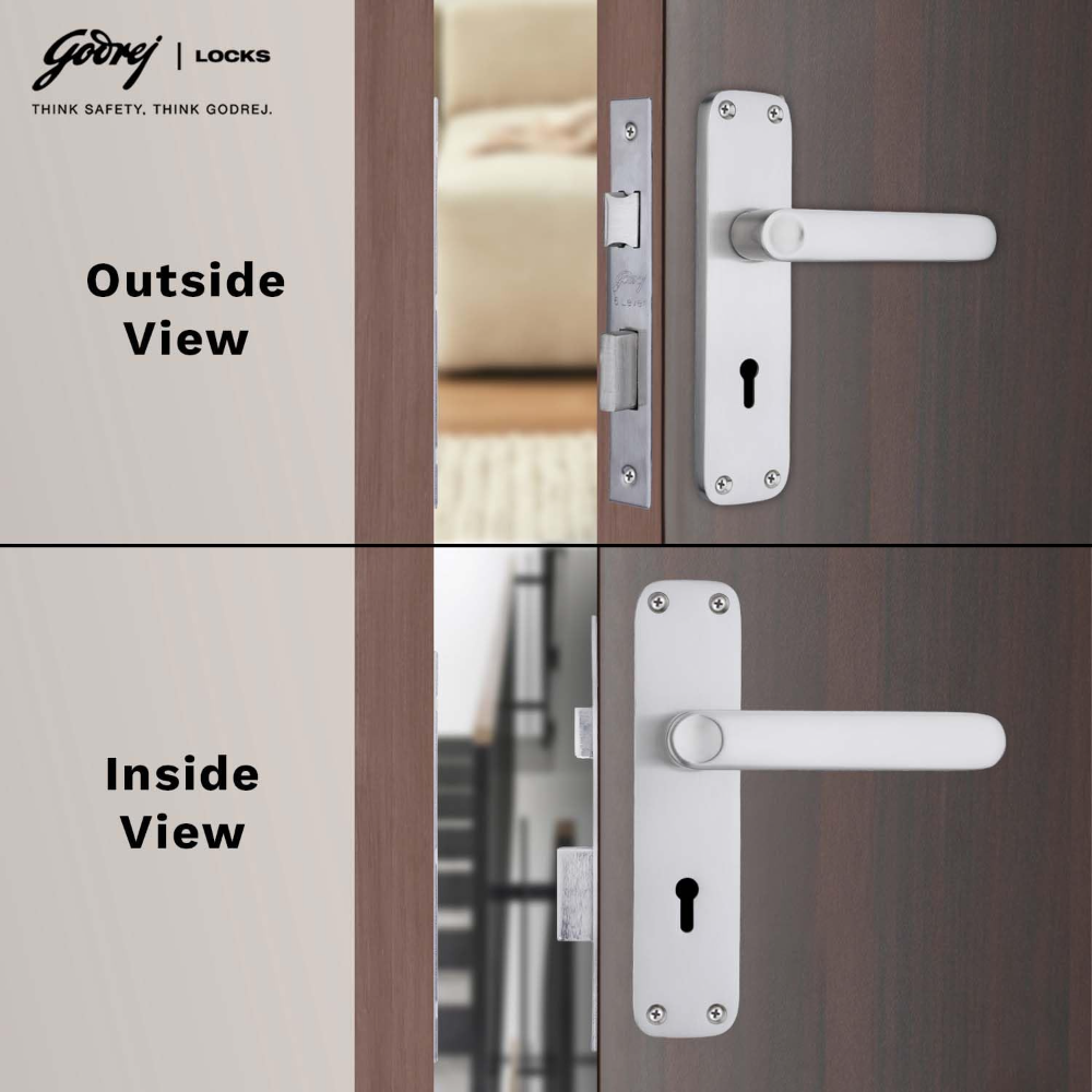 Godrej Mortise Door Lock | Handle Set | ELC 09 | 6-Lever Locking Mechanism | Reversible Latch | For Home & Office | for Wooden Doors | Satinless Finish | 5 Year Warranty